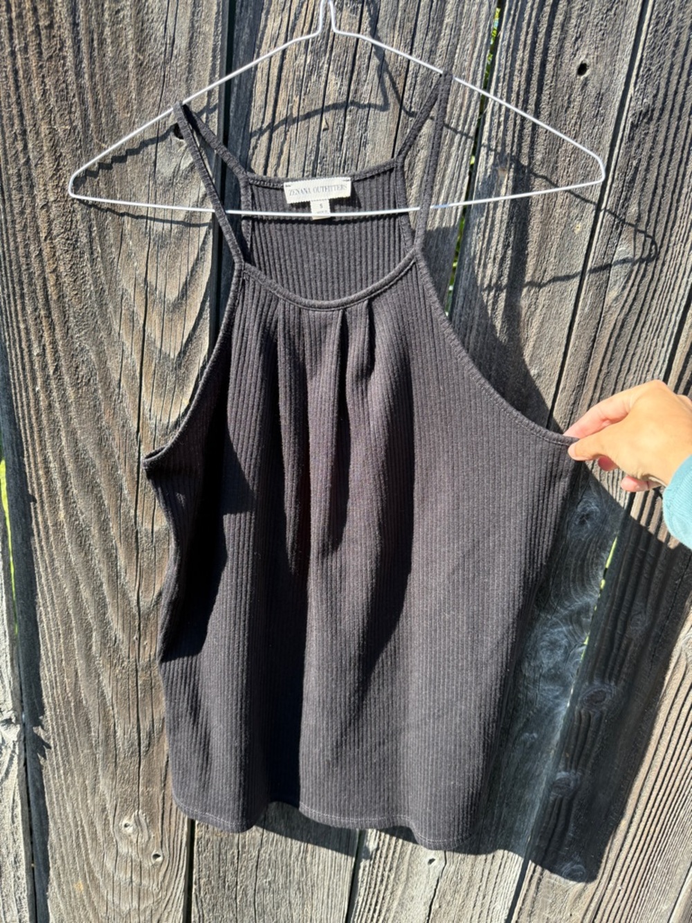 Black Ribbed Halter Tank Top